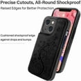 thumbnail image 6 of Dteck for iPhone 13 Wallet Case with Card Holder, Butterfly Flower Embossed Faux Leather Kickstand Card Slots Case, Handmade Shockproof Protective Slim Soft Flip Phone Case 2021 6.1", Black, 6 of 6