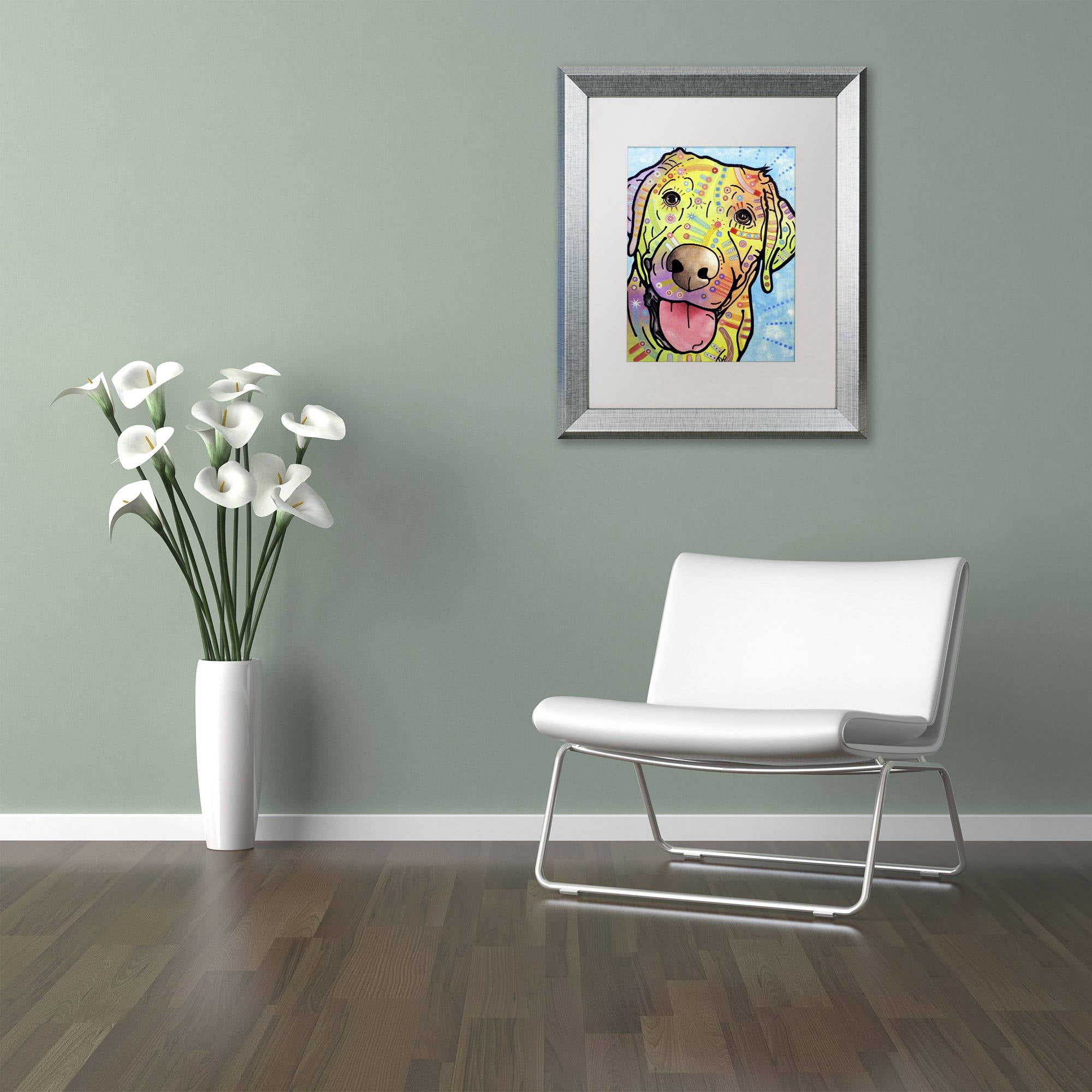 Trademark Fine Art "Sunny" Canvas Art by Dean Russo, White Matte, Silver Frame