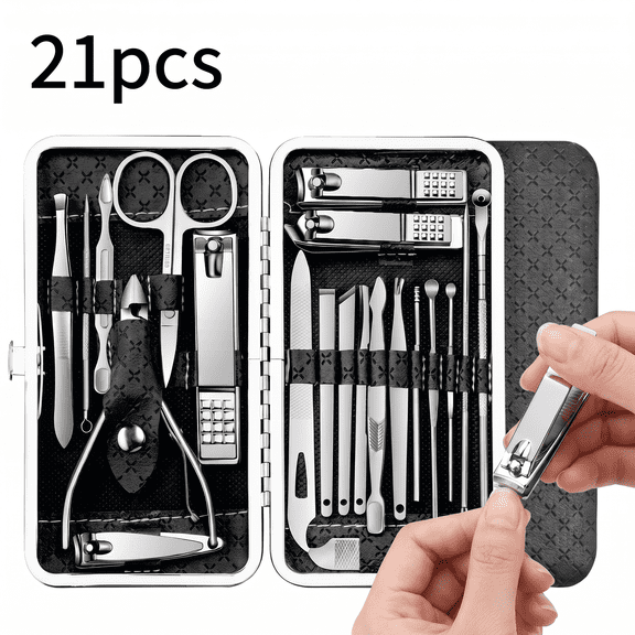 ROSEXIXI Nail Clippers set 21pcs Professional Manicure Set Stainless Steel Toenail Clippers Kit Fingernail Clipper Set Cuticle Trimmer Nail Trimming Kit For Home Travel Daily