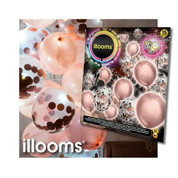 Illooms Ballons de confettis de guirlande de roses 15Pk