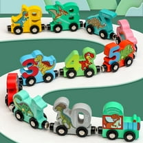 OKKVV Magnetic Digital Train with Dinosaur Building Blocks – Educational Assembly Car Toy for Toddlers Age 3 (Green)
