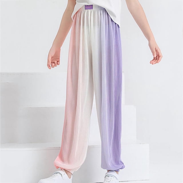 Xihbxyly Pantalones Degradados, Ligeros y Transpirables de Seda Helada, Holgados E Informales con Bolsillos, Elegantes Prendas de Verano para Uso Diario, para Niños y Niñas, Tallas Disponibles.