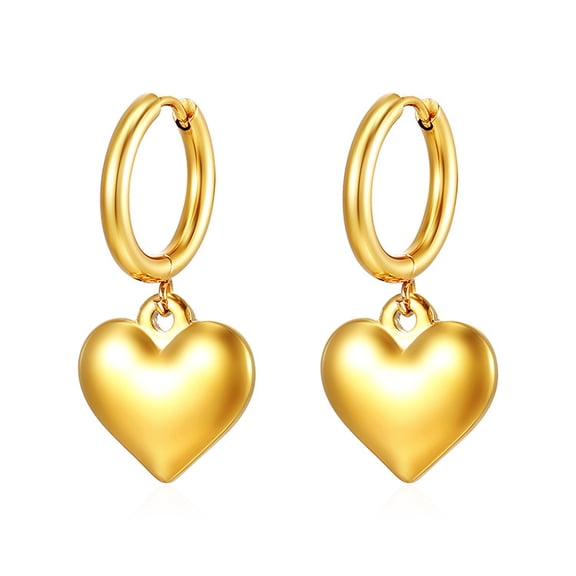 Sunyuer 18K Gold Plated Heart Drop Dangle Huggie Earrings for Women | 925 Sterling Silver Post Love Heart Earrings | Lightweight Jewelry Gift