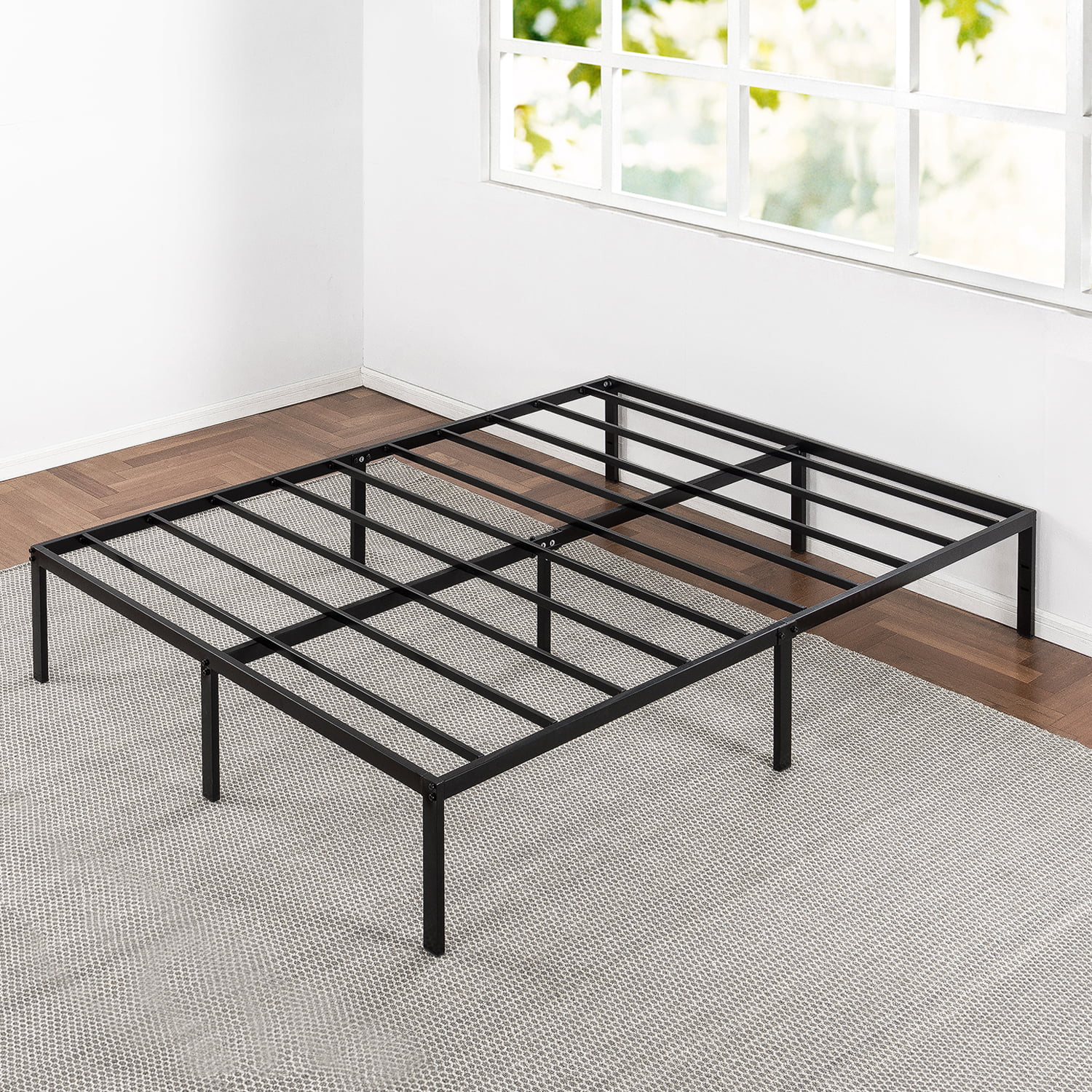 FULL SIZE Platform Bed Frame Strong Steel with Wood Slats Mattress Foundation 