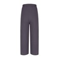 thumbnail image 4 of Lenpel Women's Cotton Linen Pants Lightweight Casual Elastic High Waisted Drawstring Wide Leg Pants Loose Lounge Trousers, 4 of 6