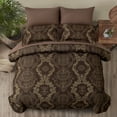 thumbnail image 7 of Dintszyayue 7Pcs Brown Gold Damask Texture Comforter Set Queen Size, Bed in a Bag Microfiber Adult(90"x90"), 7 of 7