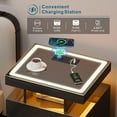 thumbnail image 3 of Night Stand with Wireless Charging and LED Lights for Bedroom,Bedside Table with Glass Tabletop and 2 Drawer Design Ideal for Living Room. (Black), 3 of 19