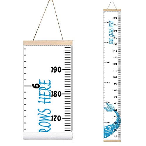 79 x 7.9 Roll-up，Height Chart Height Measure Chart 7.9 x 79 Canvas Hanging Height Growth Chart for Baby Nursery Decoration Colour Miaza Baby Growth Chart Ruler with Wood Frame,Portable 