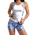 thumbnail image 2 of BiZtdJrK High Waisted Swimsuits for Women Tummy Control Full Coverage Tankini Swimwear Hawaiian Print Tank Tops and Beach Shorts Two Piece Swim Outfits Multicolor S, 2 of 9