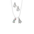 thumbnail image 2 of Delight Jewelry Silvertone 2-D Christmas Dog with Red Hat Silver tone Zig Zag Christmas Tree Charm Necklace and Stud Earrings, 2 of 4