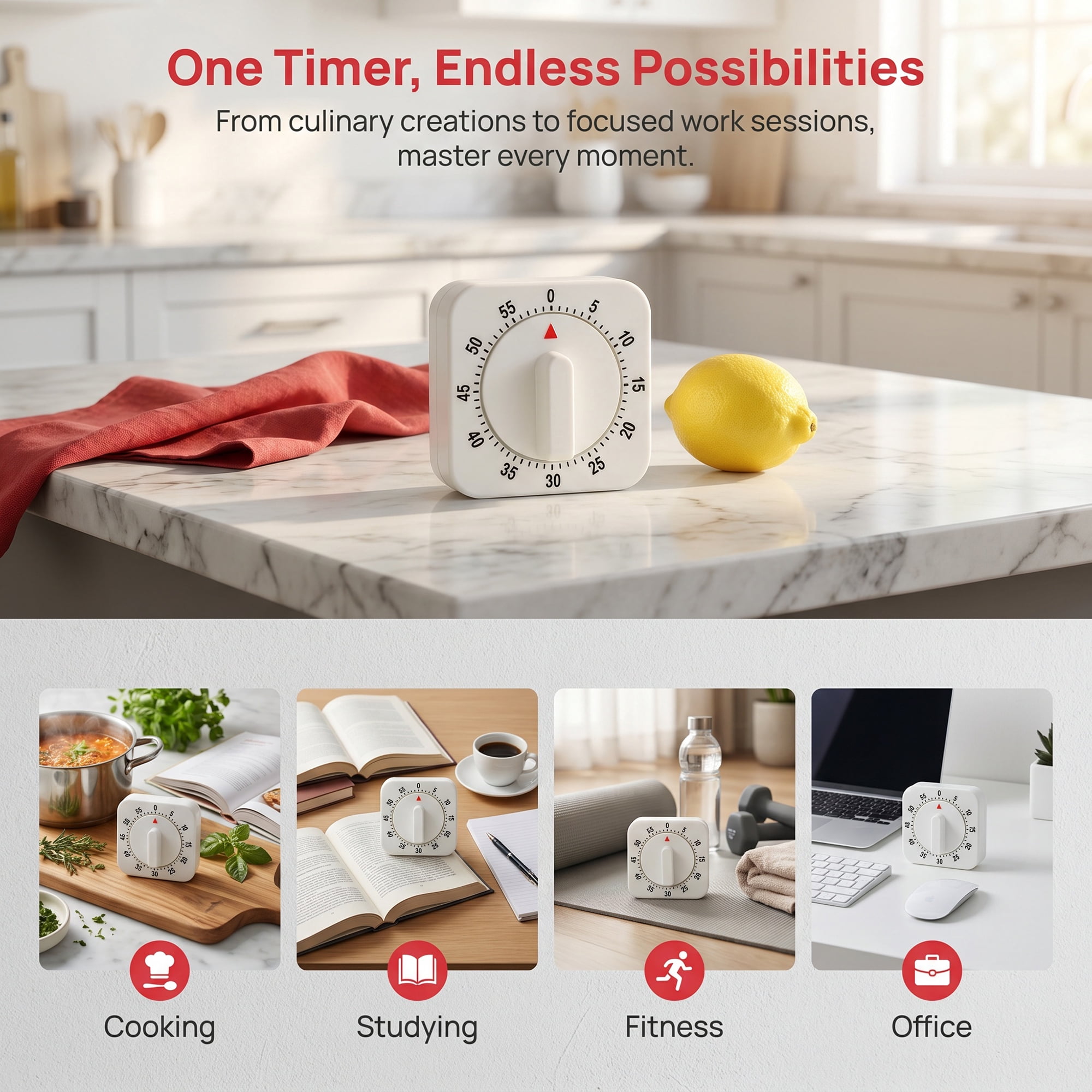 Unique Bargains 60 Minute Kitchen Digital Visual Timer for Cooking White-C