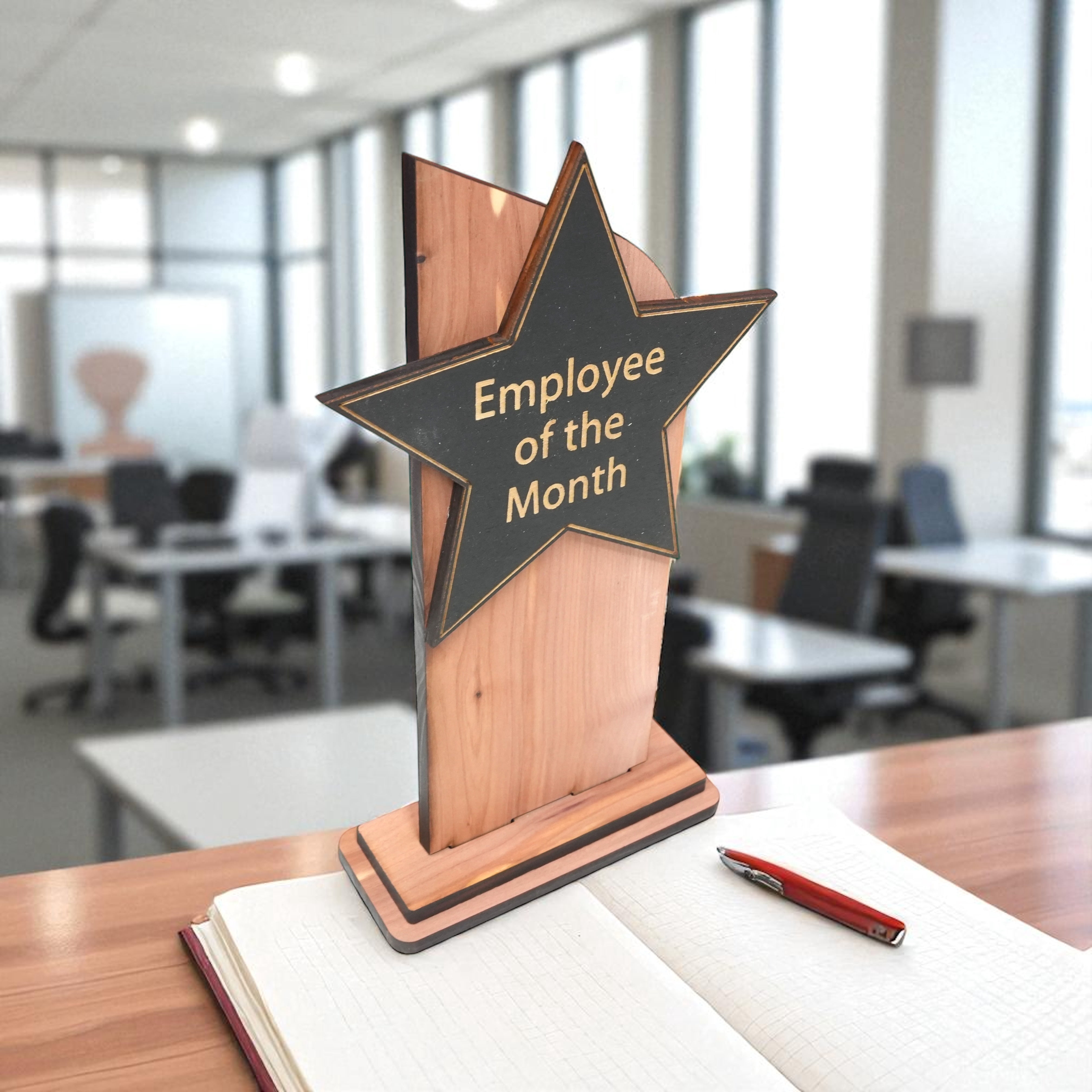 Trophy Award CEDAR  - CUSTOM - Employee of the Month - 9x5 Inches
