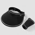 thumbnail image 2 of Women's Wide Brim Sun Visor Hat, UPF 80+, Packable Ponytail Summer Beach Hat/Black, 2 of 8