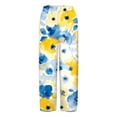 thumbnail image 4 of Women's Casual Pants Striped Linen Pants For Women Summer Casual Wide Leg Pants With Pockets Comfy Cropped Palazzo Pants,Yellow Women's Casual Pants XL, 4 of 5