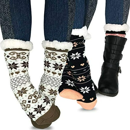 

Teehee Soft Premium Thermal Double Layer Crew Socks for Women and Men 3-Pack (9-11 Deer-D)