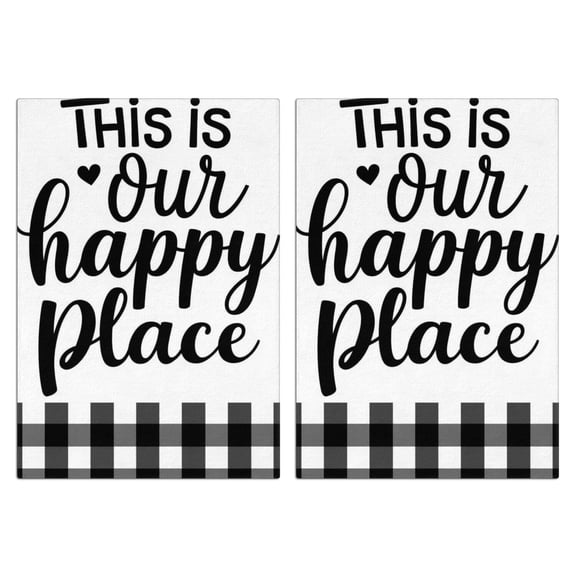 2 Pcs Funny Kitchen Towels,This Is Our Happy Place Microfiber Dish Towels,Kitchen Tea Towels,Kitchen Towel Set (18" X 26")