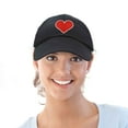 thumbnail image 5 of DALIX Big Heart Womens Hat Embroidered Baseball Cap in Black, 5 of 6