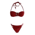 thumbnail image 5 of Micro-Swimsuits for Women 2 Piece Halter Swimwear Bandeau Swim Top String Underwear for Beach Holiday Vacation, 5 of 6