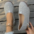 thumbnail image 6 of hopeusnice Women's Summer Flat Shoes Breathable Comfortable Slip On Loafers Perforated Flats Walking Shoes Ladies Low Heel Buckle Buckle Gray 36, 6 of 9