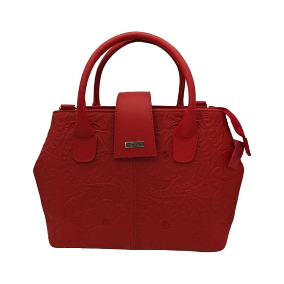 Bolso en Piel Vacuno Cincelada Fana Marbella Rojo Bolsa de Mano en Piel