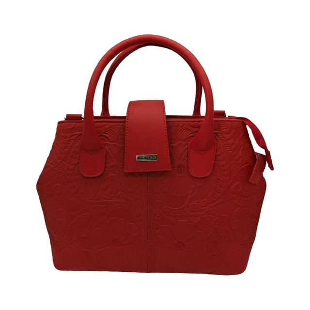 Bolso en Piel Vacuno Cincelada Fana Marbella Rojo Bolsa de Mano en Piel