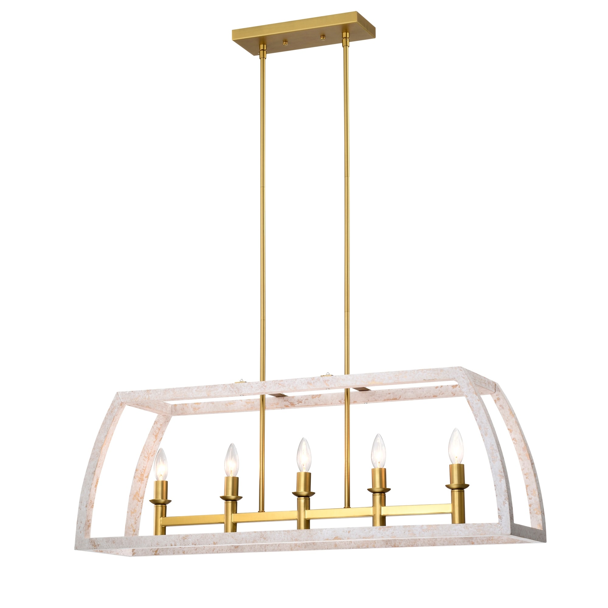 Nermin 39 in. 5-Light Indoor Satin Gold Finish Chandelier with Light Kit