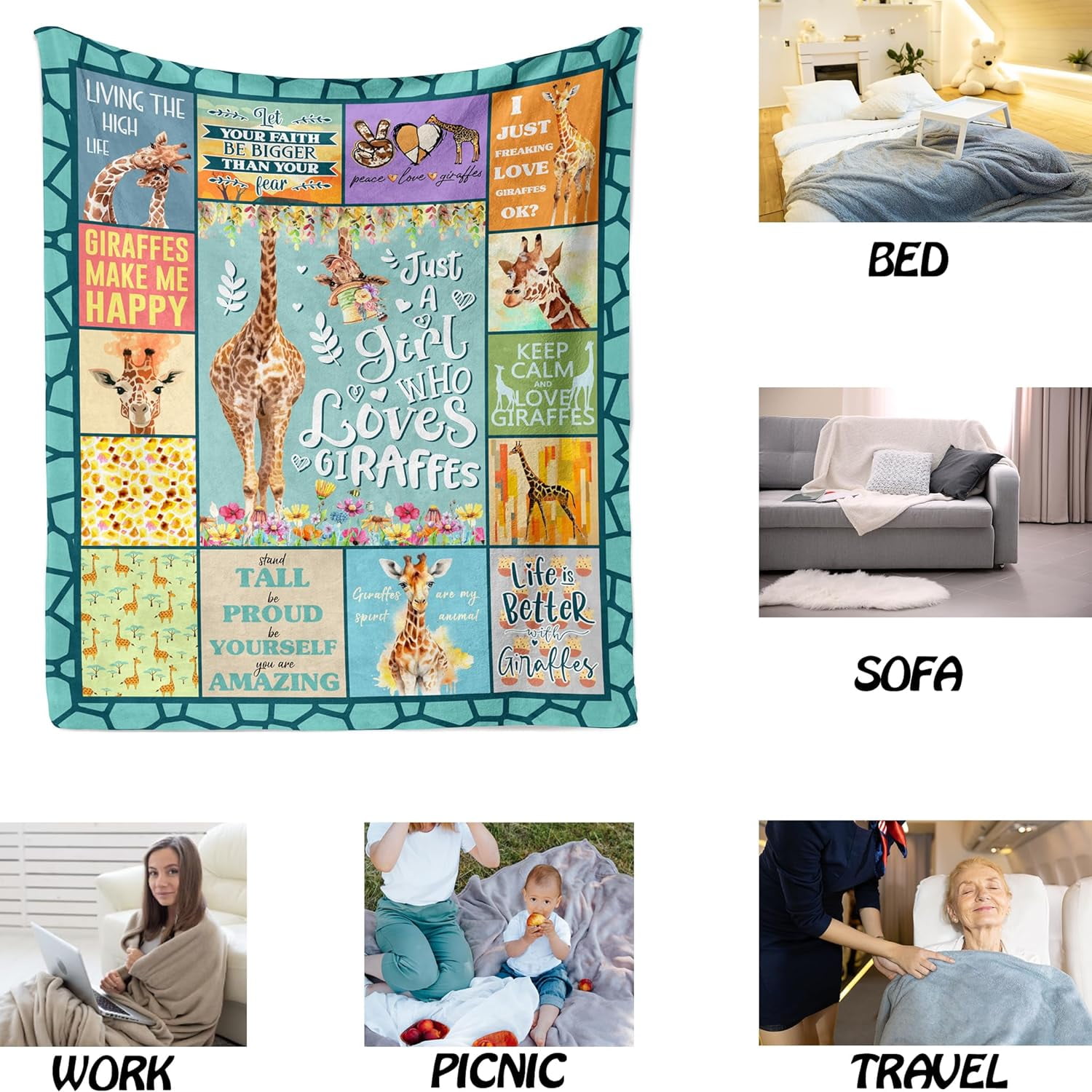 Giraffe Gifts, Giraffe Gift Throw Blanket 50"x60", Giraffe Gifts for Women/Girls, Giraffe Gifts for Giraffe Lovers, Gifts for Giraffe Lovers, Giraffes Gifts, Giraffe Decor, Giraffe Blanket