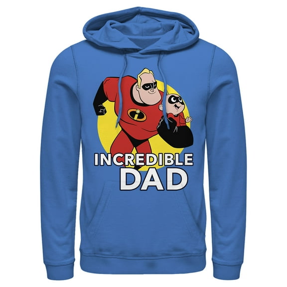 Men's The Incredibles 2 Jack-Jack and Mr. Incredible Best Dad  Pull Over Hoodie Royal Blue Medium