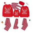 thumbnail image 1 of Pijamas familiares a juego de Navidad, conjunto de pijamas de Feliz Navidad, astas de alce, cuadros rojos y negros, 1 of 4
