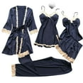 thumbnail image 2 of BONIXOOM Christmas Pajamas For Women Couples Christmas Pajamas Sleepwear Belt Long Sleeve Sleepwear Sets Solid Navy XXL, 2 of 3