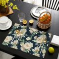 thumbnail image 4 of Pioneer Flower Floral Print Pattern Summer Placemats Table Placemats Set Of 4-Linen Kitchen Washable Placemats Table Mats 12x18 Inch Non-Slip Heat Resistant, 4 of 5
