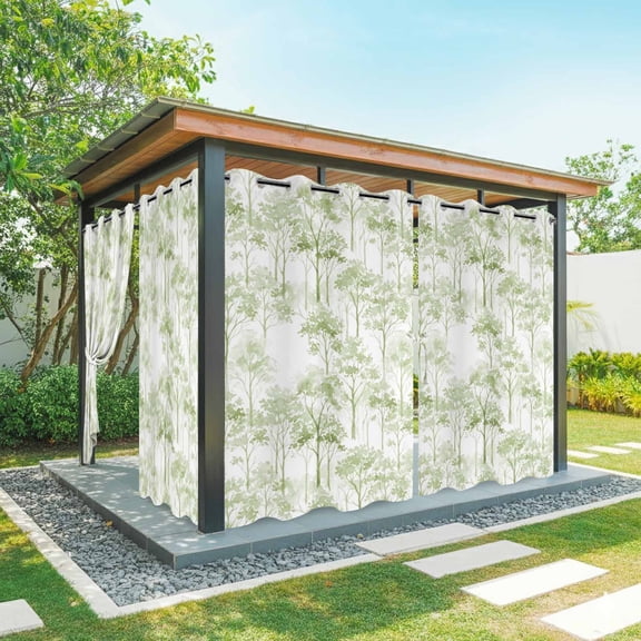 Outdoor Curtains for Patio Waterproof, Watercolor Forest Sage Green Outdoor Privacy Panels Grommet, Abstract Art Modern Trees Blackout Outside Curtains for Porch/Cabana 54"x95", 1 Panel