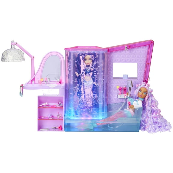 Mermaze Mermaidz™ Salon & Spa Playset with Lights, Bubble Wall, Working Shower, Bathtub, Beauty Station, and 19 Accessories