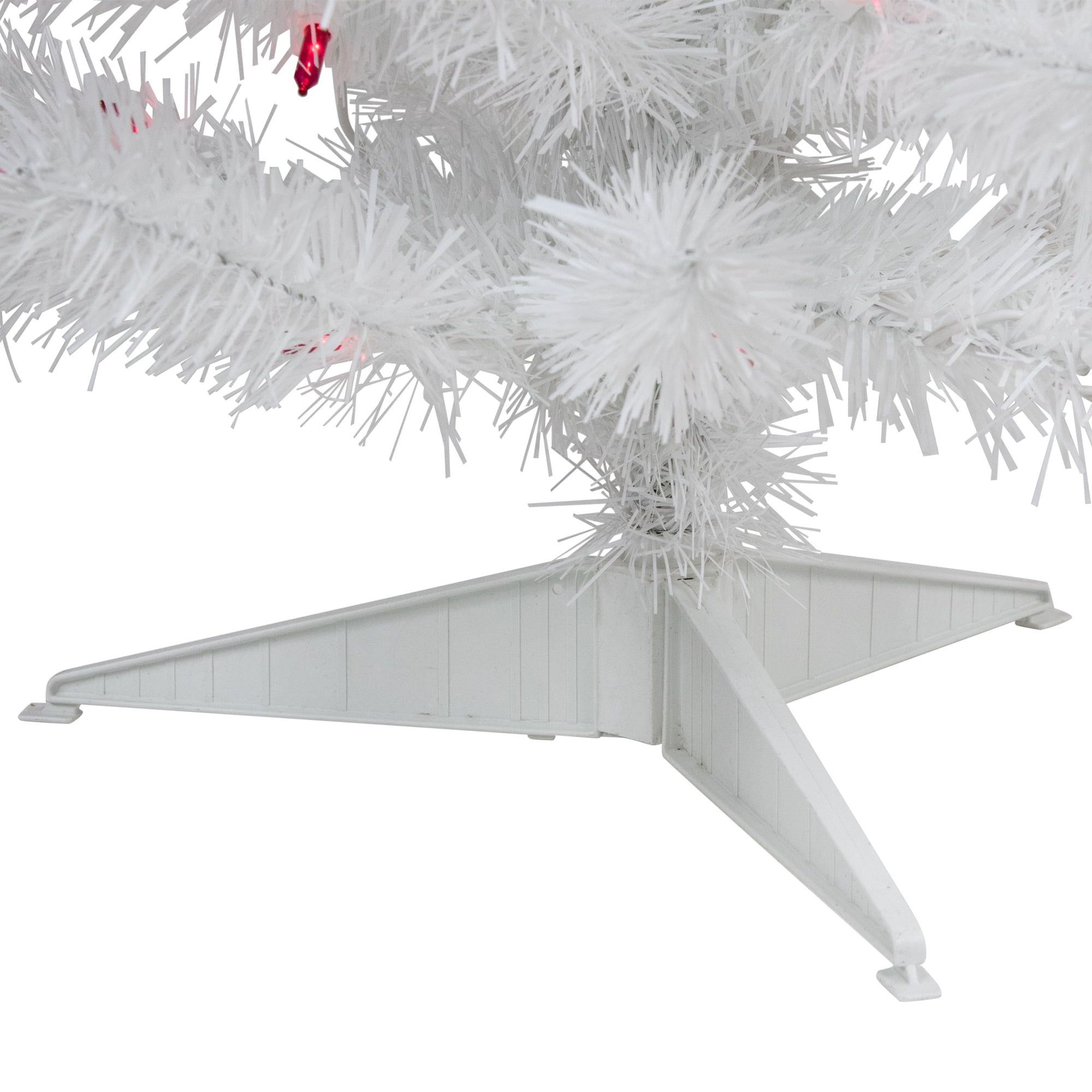 3' x 18" Pre-Lit Slim White Tinsel Artificial Christmas Tree - Pink Lights