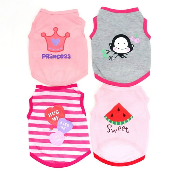 TELOLY 4Pcs Dog Clothes,Breathable Fabric Dog Shirt,Lightweight Comfortable Fit Pet Vest Costume,S