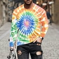 thumbnail image 2 of LNWUY Men's Fashion Tie Dye Printing Round Neck Pullover Fitness Sports Long Sleeves Shirts Lightweight Breathable Rash Guard Shirt Multicolor XL, 2 of 5