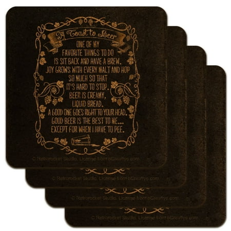 

Toast To Beer Brew Funny Humor Low Profile Novelty Cork Coaster Set