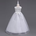 thumbnail image 7 of ITSAME Girls Tutu Dress, Puffy Tulle Round Neck Waist-Cinching Kids Wedding Party Pageant Gown White 15-16T, 7 of 7