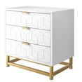 thumbnail image 2 of Studyset 3 Drawer Dresser for Bedroom, Wood Chest of Drawers with Storage,Tall Nightstand with Cut-Out Handles  Wood Dresser＆Chest of Drawers, Accent Storage Cabinet Boho Dresser Chest, 2 of 7