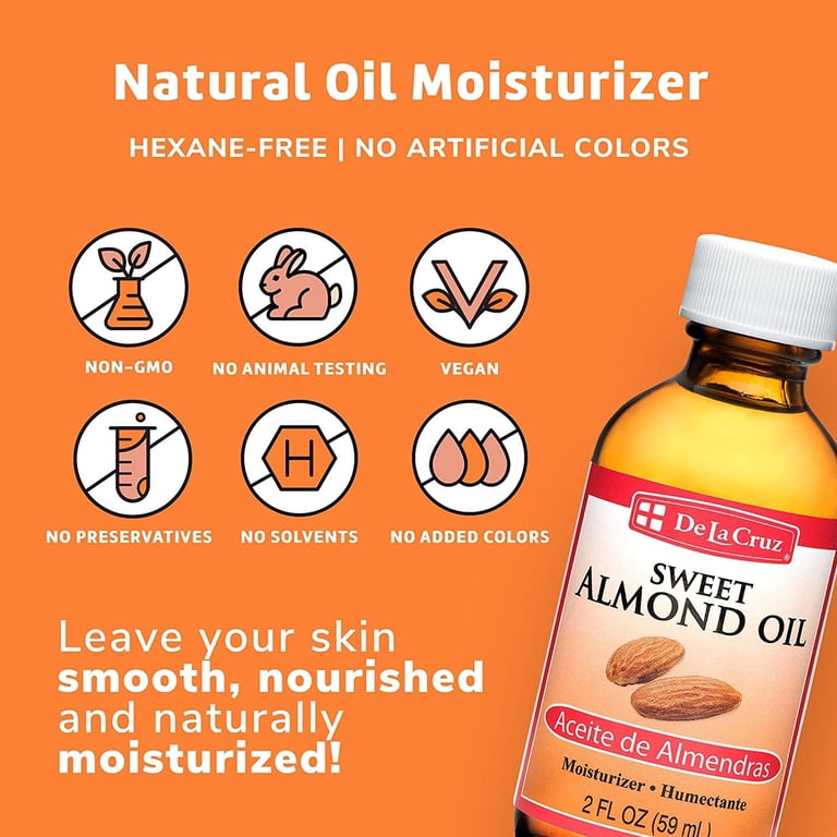 De La Cruz, Sweet Almond Oil, 8 fl oz, Moisturizer for Skin and