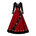 thumbnail image 3 of Xijirk Women Christmas Maxi Dress Long Lace Sleeve V Neck Pine Tree Snowflake Print A Line Floor Length formal Party Gown,M, 3 of 5