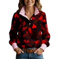 thumbnail image 2 of Valentines Day Blouses for Women Dressy Valentine Heart Lapel Collared Long Sleeve Button Up Blouse, 2 of 5
