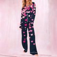 thumbnail image 4 of Levmjia Womens Pajama Set Lapel Long Sleeve Valentine Printed Pants Sleepwear 2 Piece Pajamas Cozy Set Soft Warm Pajamas Home Sleep Comfort Daily Wear, 4 of 8