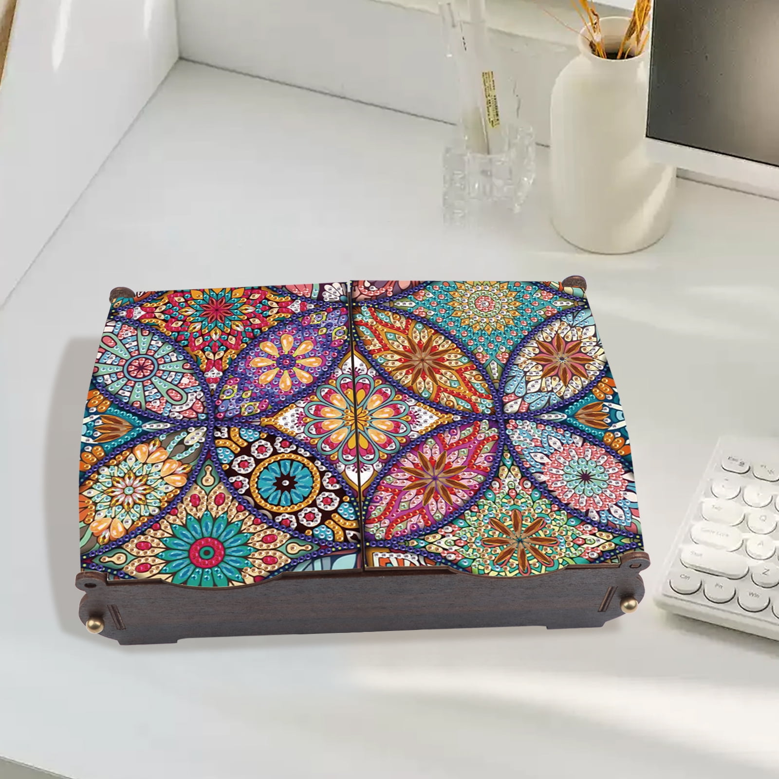 Diamond Painting Kit Storage Box Ethnic Floral DIY Multi-Purpose Craft Storage Box Ideal for Home Offices and Holiday Gifts