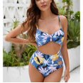 thumbnail image 2 of Traje de baño de una pieza fruncido Correa de espagueti Sin mangas Ahueca hacia fuera Traje de baño de una pieza con estampado floral suave Estampado floral S, 2 of 8