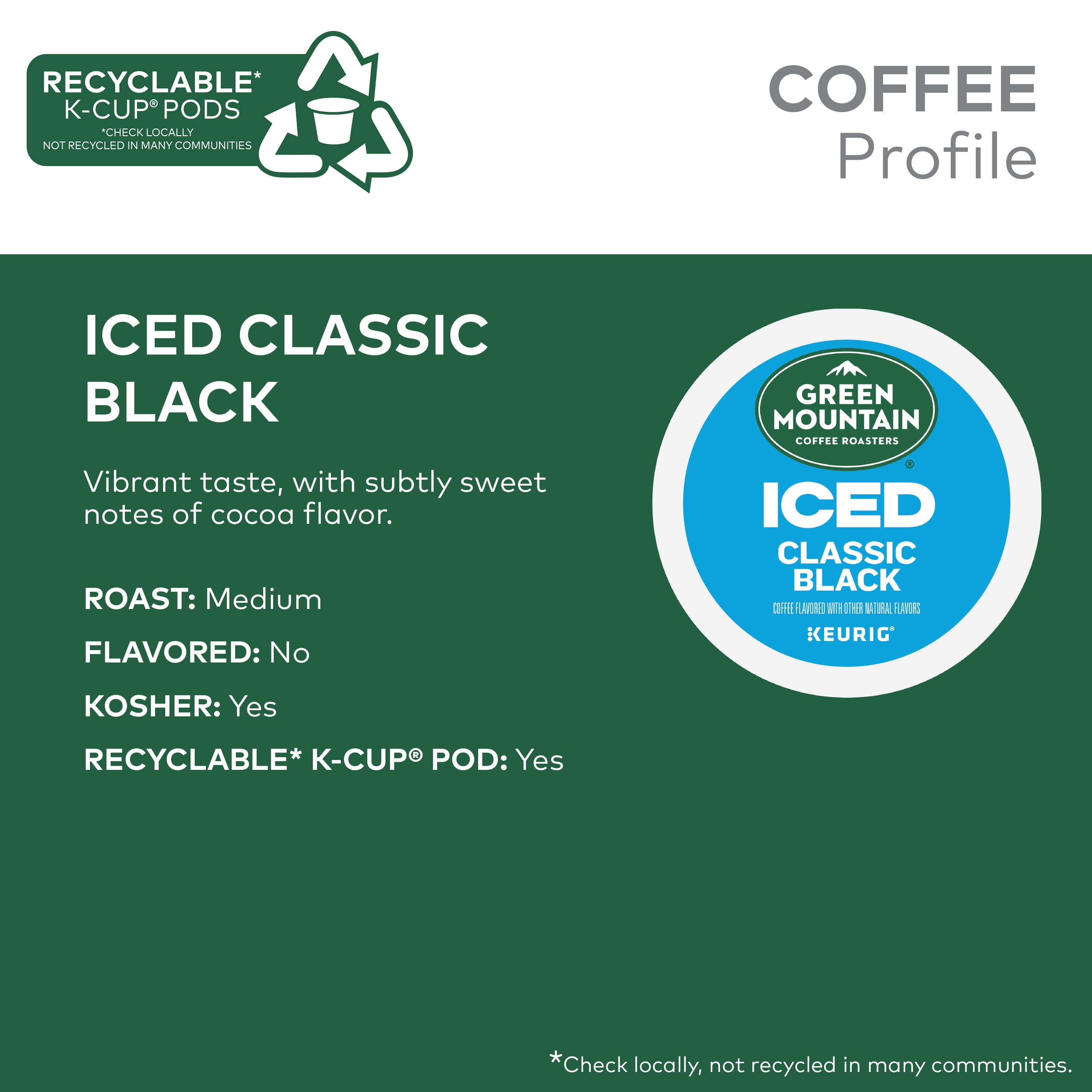 Green Mountain Coffee Roasters, ICED Classic Black Iced K-Cup Coffee Pods, 12 Count