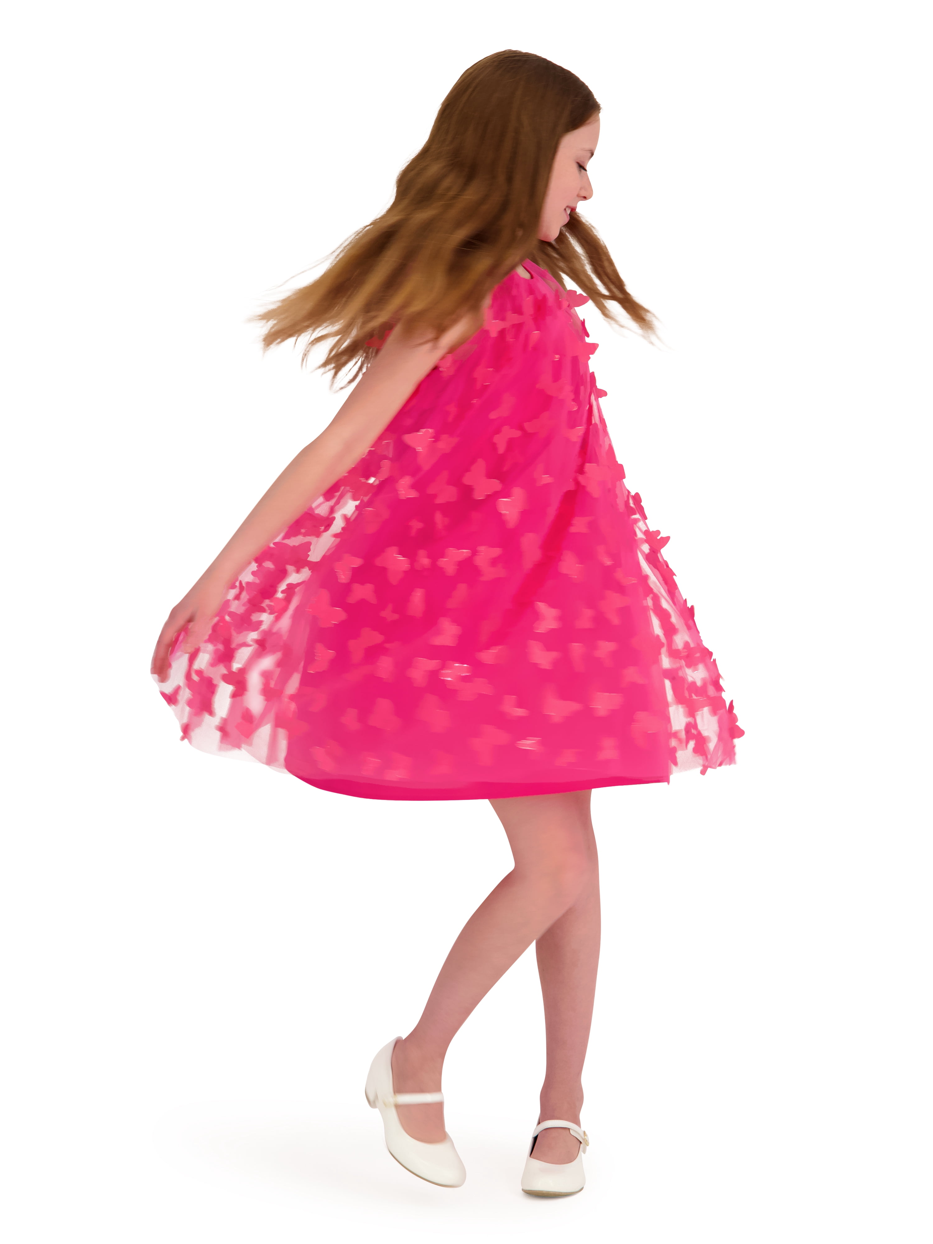 Kensie Girl Sleeveless 3D Butterfly Mesh A Line Dress, Sizes 4-16