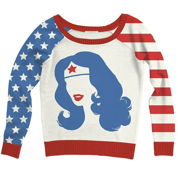 Wonder Woman Big Face White Ugly Sweater - Walmart.com