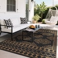 thumbnail image 2 of Garvee 8'x10' Waterproof Outdoor Rug, Modern Reversible Plastic Straw Patio Rug Foldable Lightweight RV Picnic Mat, Geometric Outdoor Carpet for Deck Balcony Porch, Black and Brown, 2 of 9