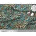 thumbnail image 2 of Soimoi Blue Velvet Fabric Leopard & Peacock Animal Skin Printed Fabric 1 Yard 60 Inch Wide, 2 of 3